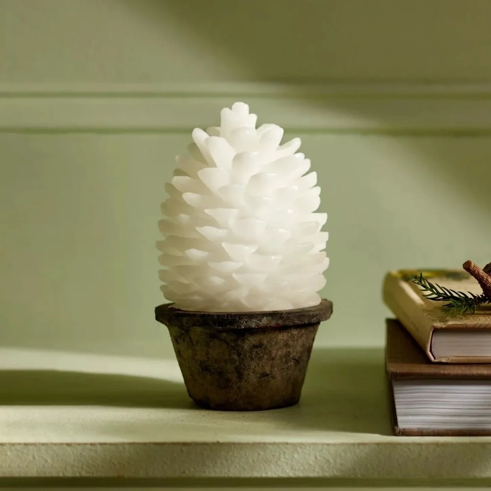 NWT Anthropologie  Terrain LED Wax Pine Cone (One)